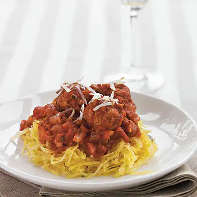 meatless-meatballs-over-herbed-spaghetti-squash